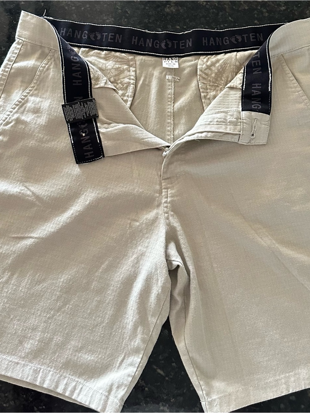 Hang Ten Men's Light Beige Chino Shorts with Branded Waistband
